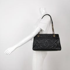 Chanel PST Petite Shopping Tote Black Caviar Leather CC Logo Gold Hardware 2012-