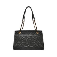 Chanel PST Petite Shopping Tote Black Caviar Leather CC Logo Gold Hardware 2012-