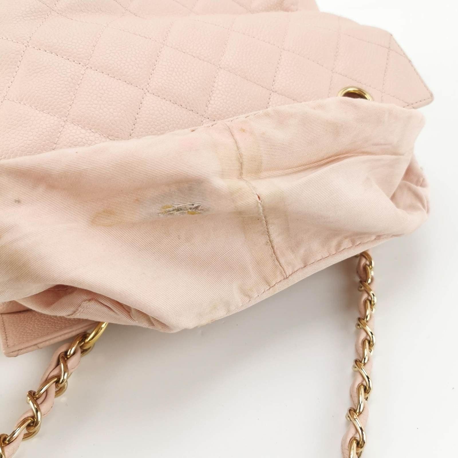 Chanel PST Petite Shopping Tote Pale Pink Caviar Leather Chain Bag 6