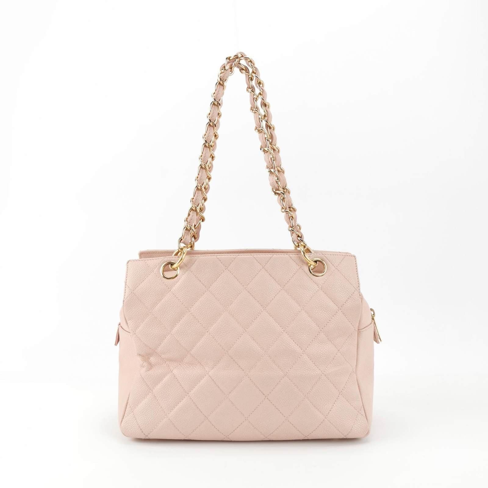 Chanel PST Petite Shopping Tote Pale Pink Caviar Leather Chain Bag 2