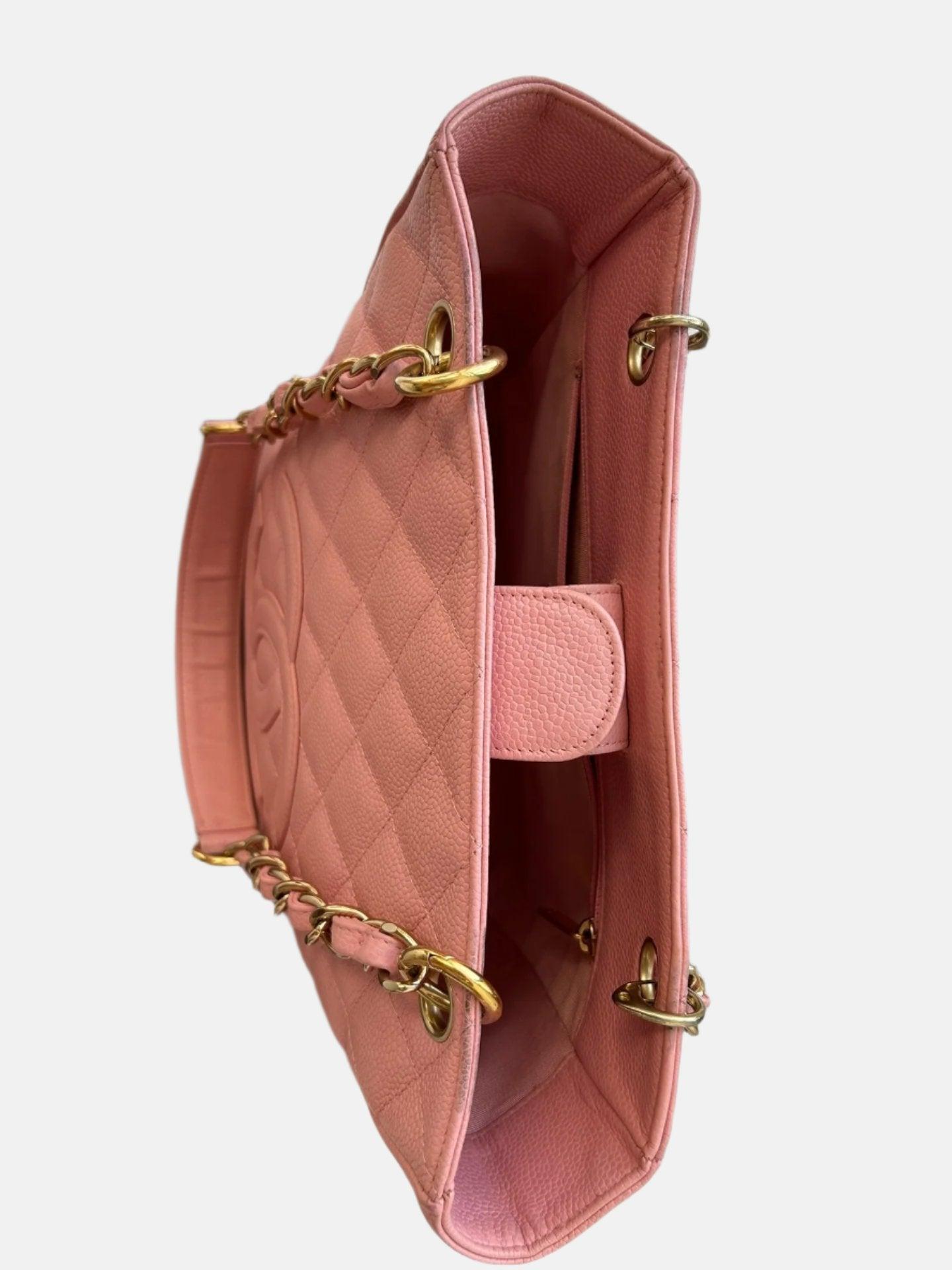 Chanel PST Petite Shopping Tote Pink Caviar Leather Gold Hardware, 2004-2005 For Sale 5