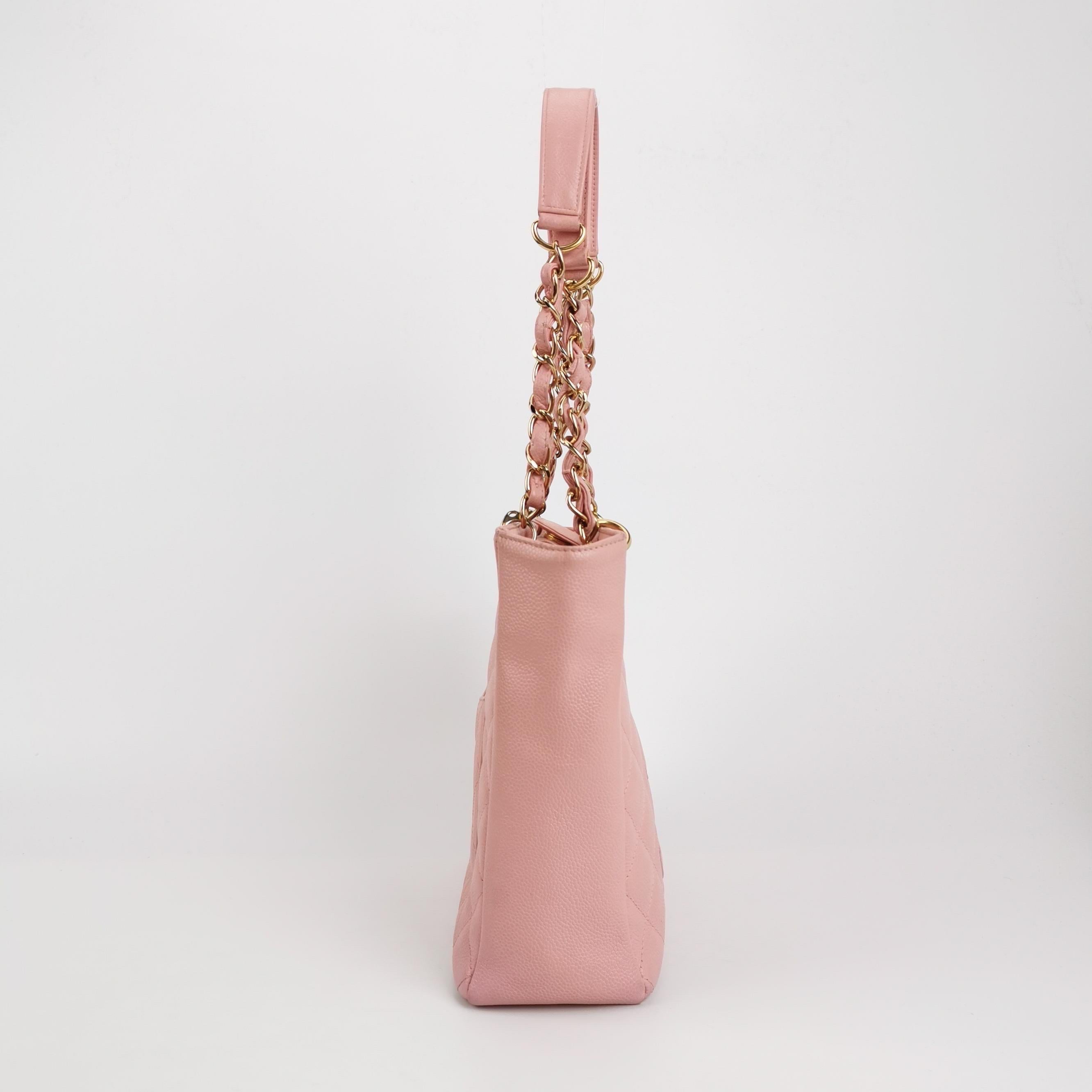 Marron Chanel PST Petite Shopping Tote Pink Caviar Leather Gold Hardware, 2004-2005 en vente