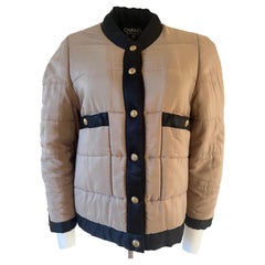 Chanel Puffer Silk Black and Beige Jacket Iconic Vintage 1990 