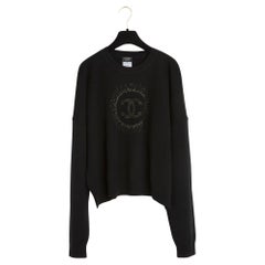 Chanel Pull L Black wool golden CC Halo Sweater size L Uniform