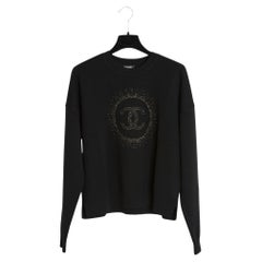 Chanel Pull M Black wool golden CC Halo Sweater size M Uniform