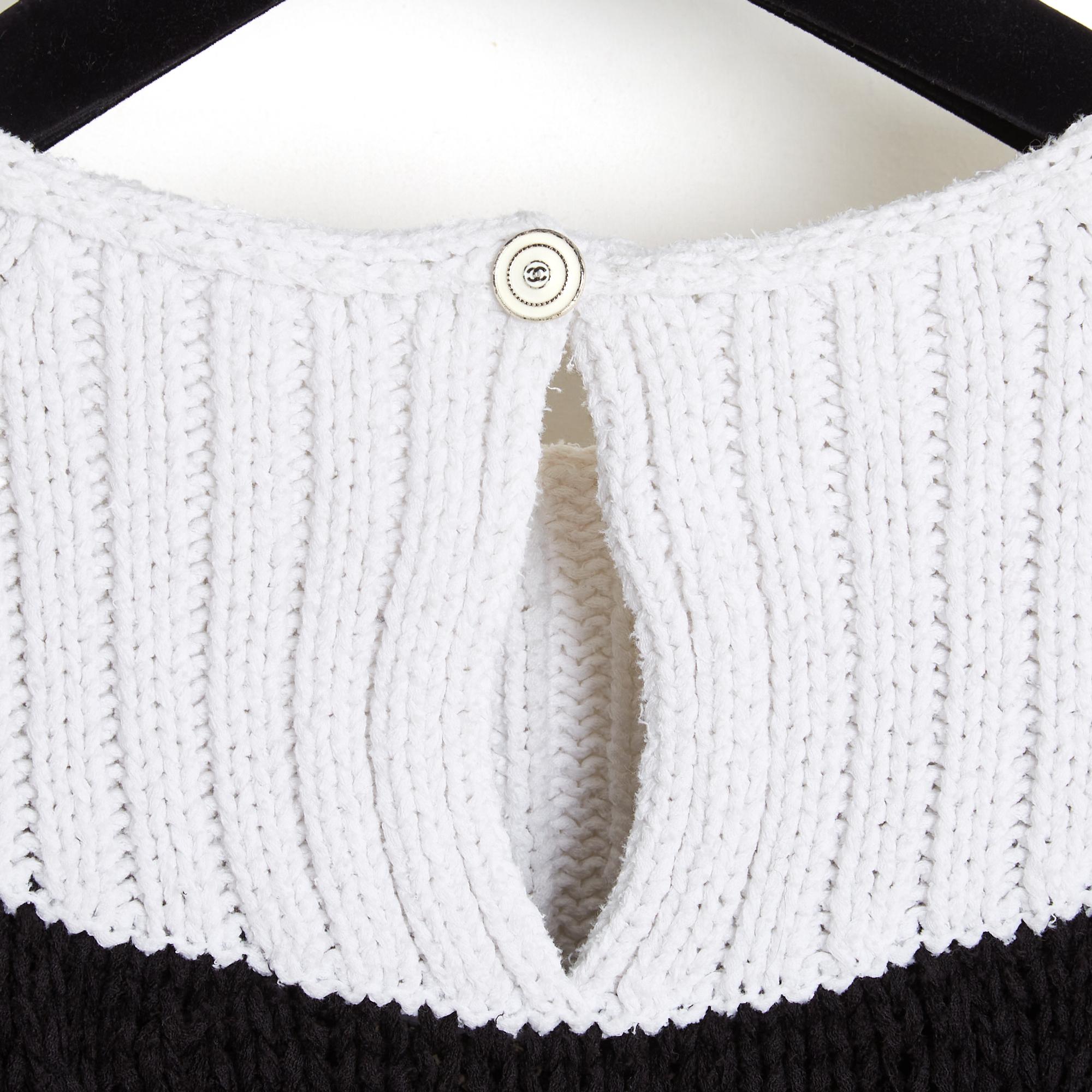 Chanel Pull Top FR38 Black White Minimal Knit Top Sweater UK10 US8 2
