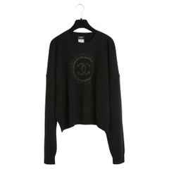 Chanel Pull XL Black wool golden CC Halo Sweater size XL Uniform