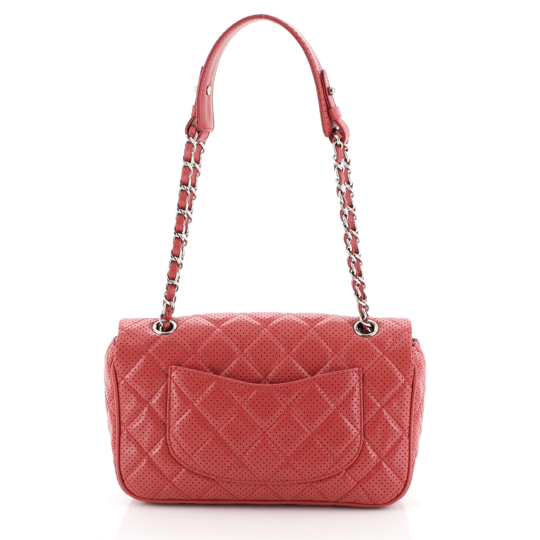 Chanel Punch Flap Bag Quilted Perforated Lambskin Medium In Good Condition In NY, NY