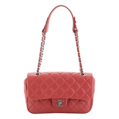 Used Chanel Punch Flap Bag Quilted Perforated Lambskin Medium