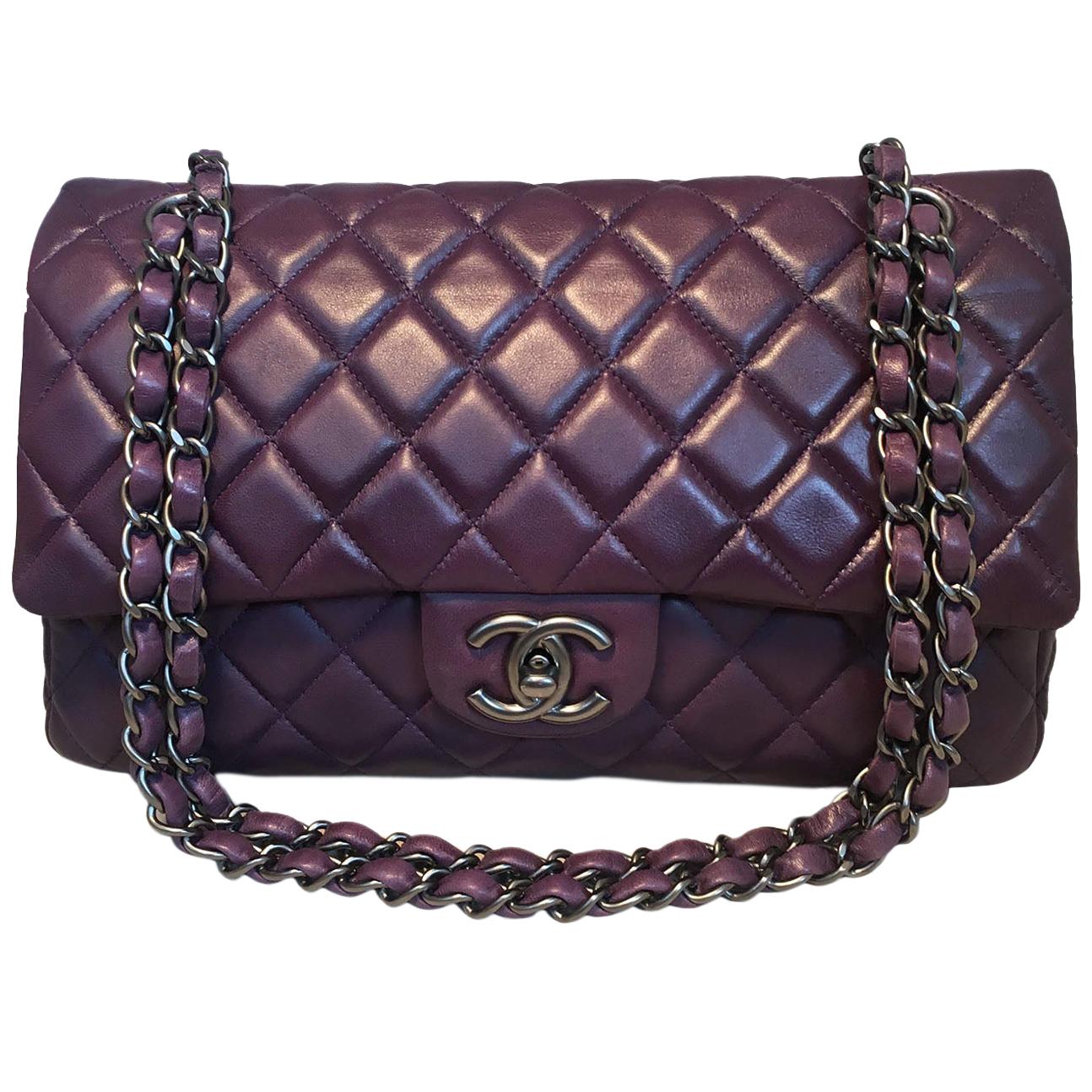 Chanel Purple 10 inch 2.55 Double Flap Classic Shoulder Bag