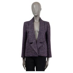 CHANEL viola 2014 14B OPEN LUREX TWEED Giacca 40 M