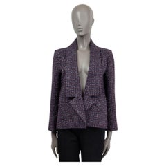 CHANEL 14A RUNWAY RASPBERRY SUPERMARKET BOUCLE TWEED TRIM CC JACKET 42