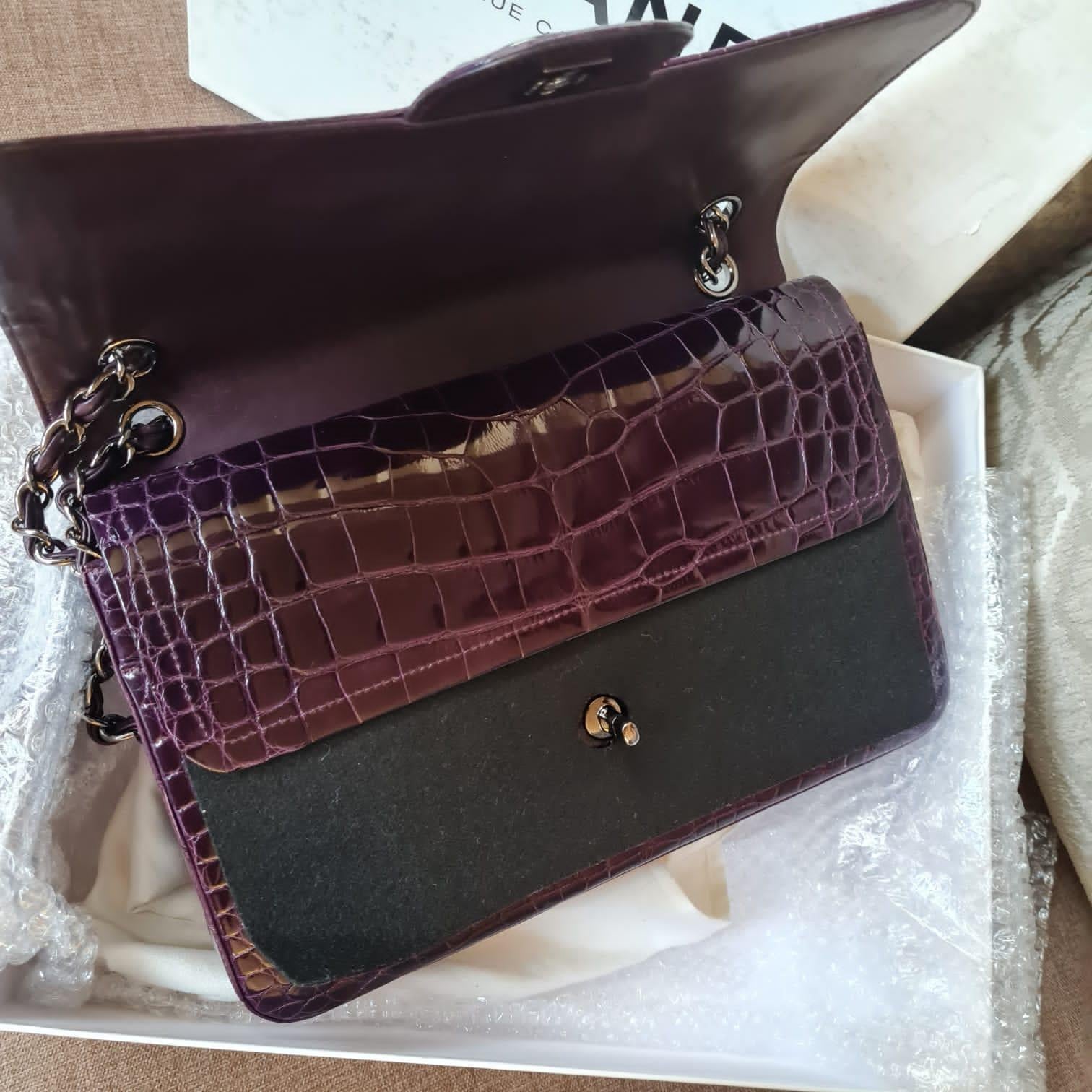 purple crocodile chanel bag