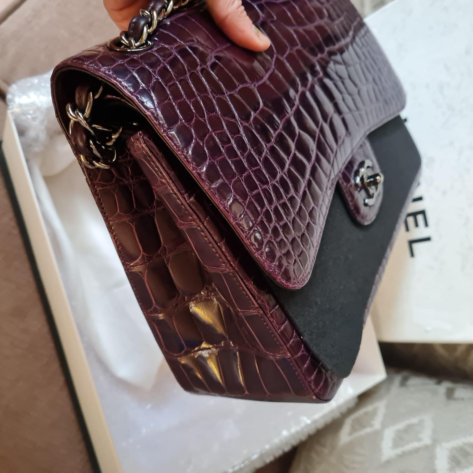 Chanel Purple Alligator Jumbo Flap Bag 1