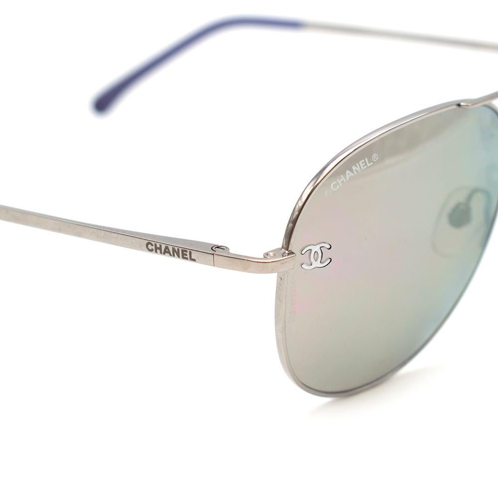  Chanel Purple and Silver Pilot Sunglasses 5