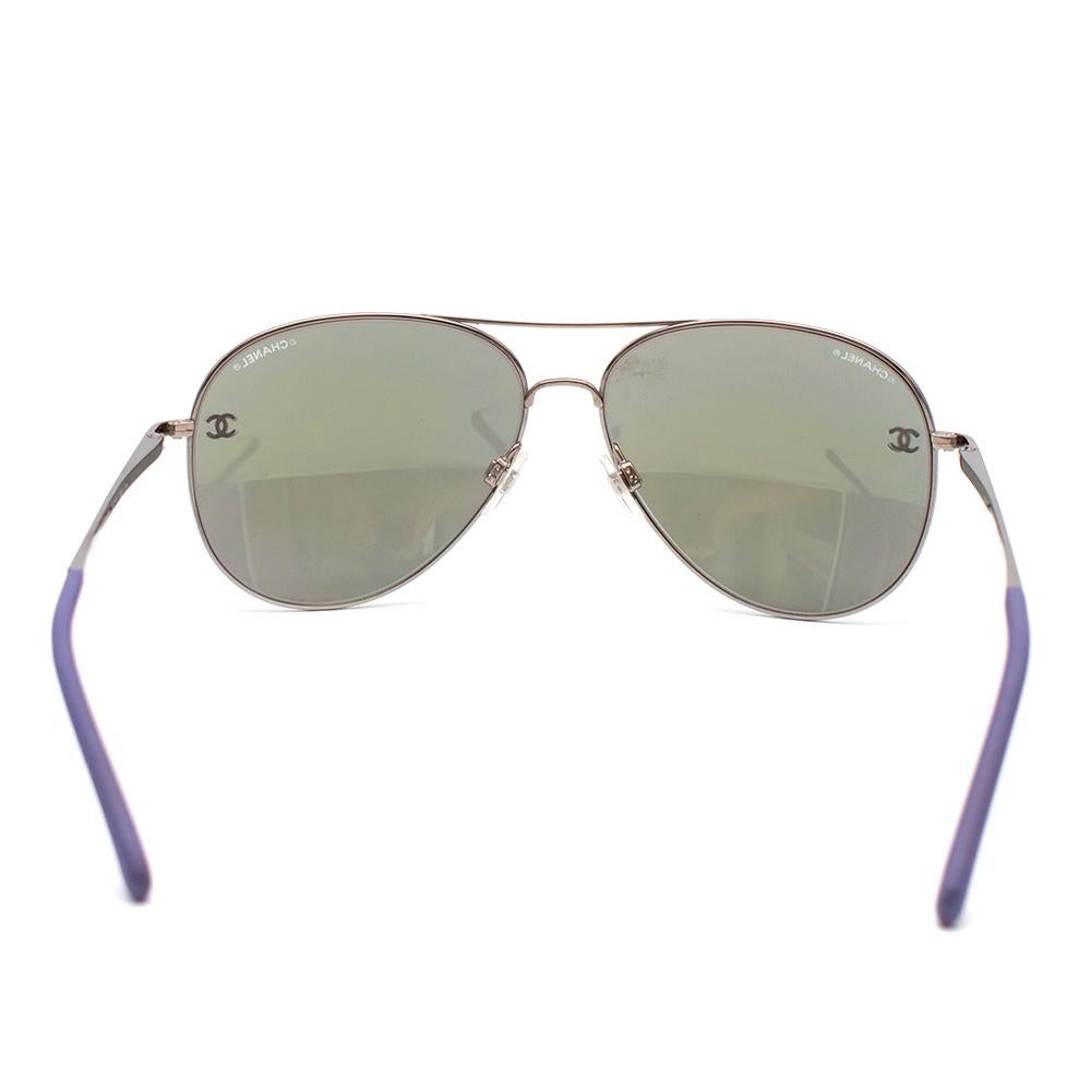  Chanel Purple and Silver Pilot Sunglasses 4