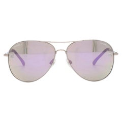 Chanel - Lunettes de soleil pilotes violettes et argentées
