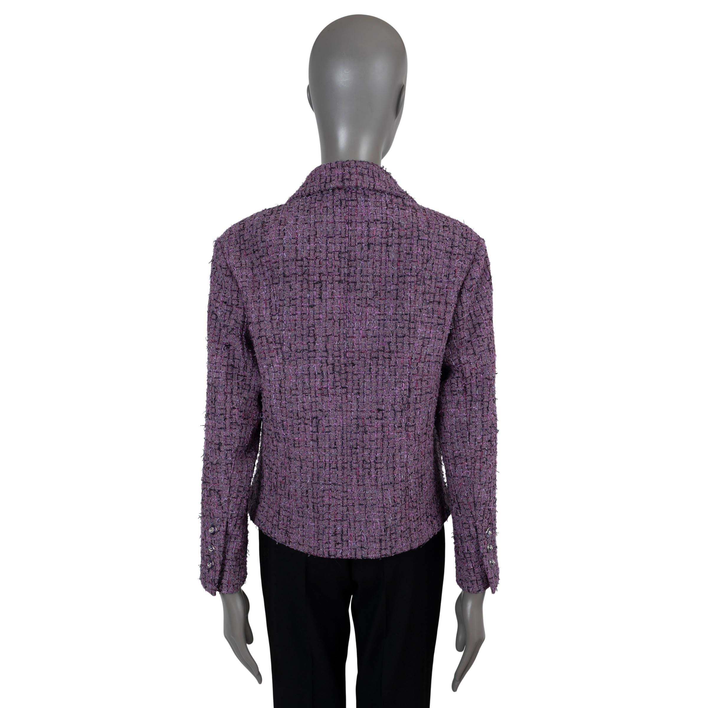 Black CHANEL purple & black 2022 22P TWEED Jacket 44 fits M-L