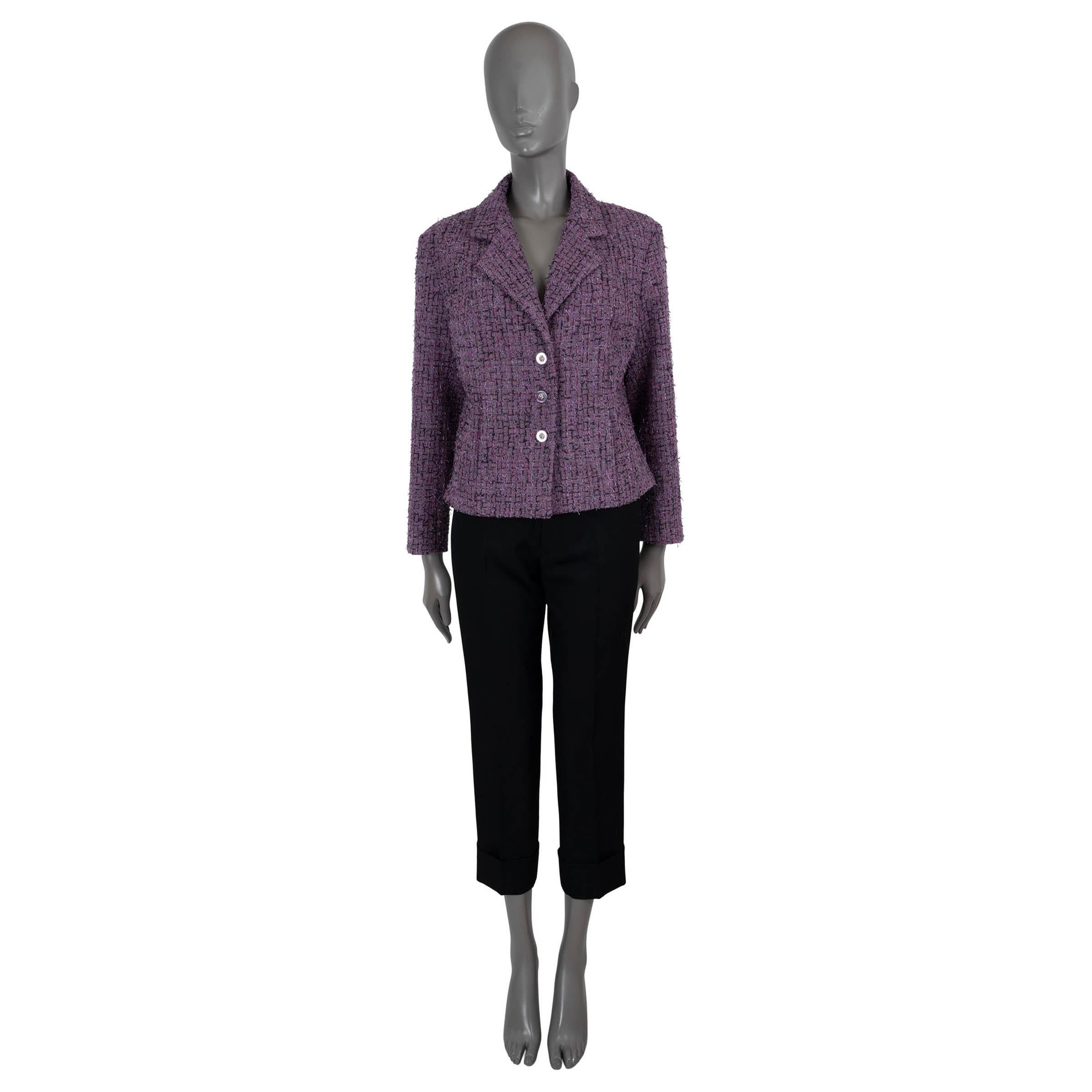 Women's CHANEL purple & black 2022 22P TWEED Jacket 44 fits M-L