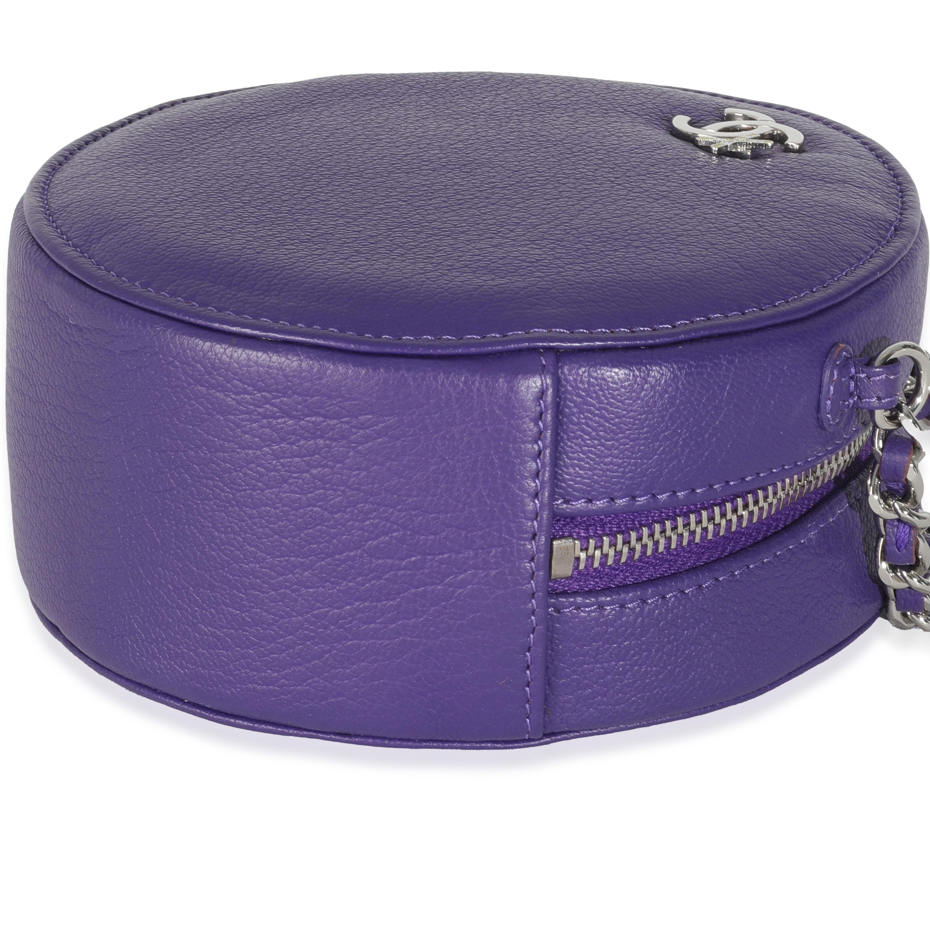 Chanel Purple Calfskin Ski Round Clutch With Chain For Sale 1