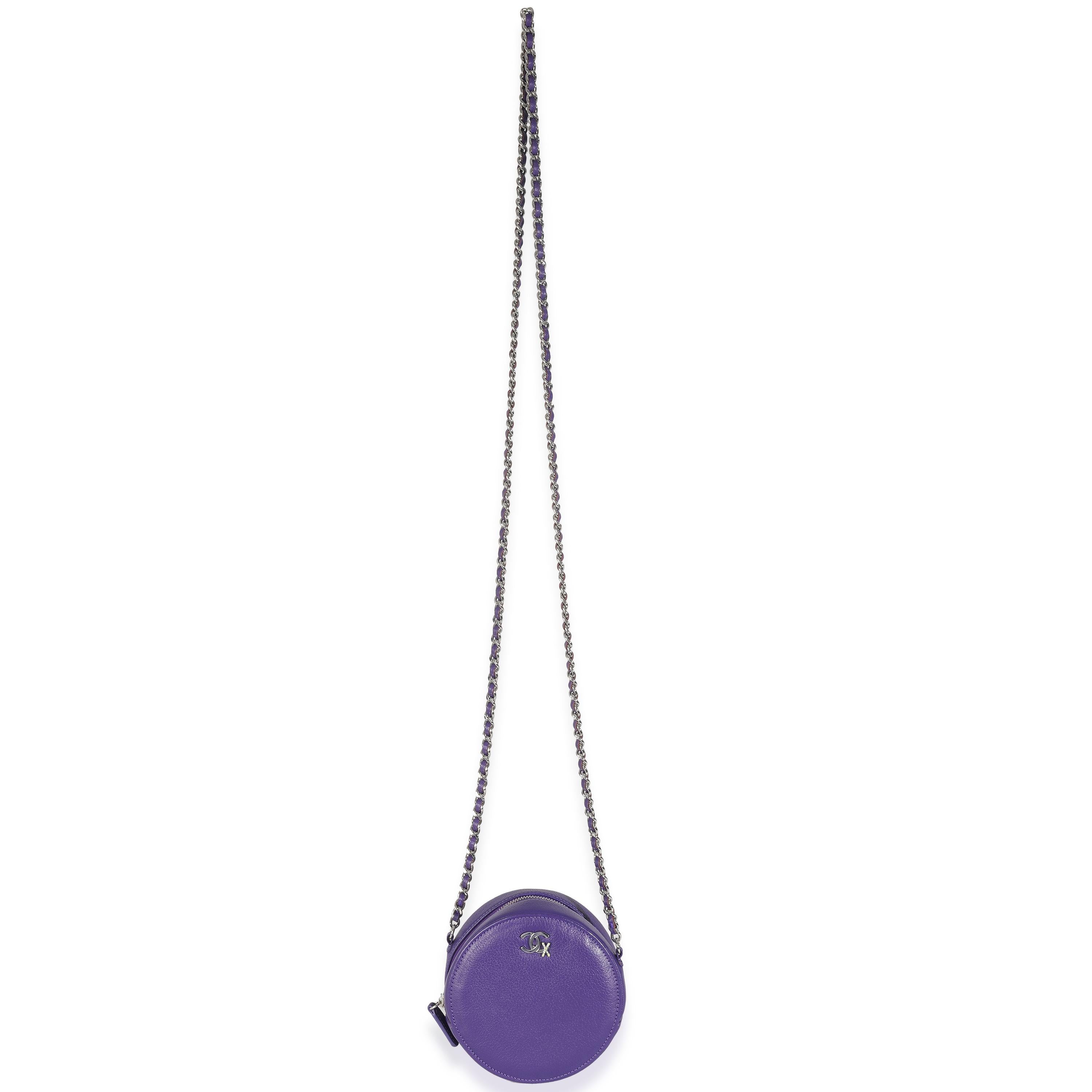 Chanel Purple Calfskin Ski Round Clutch With Chain For Sale 2