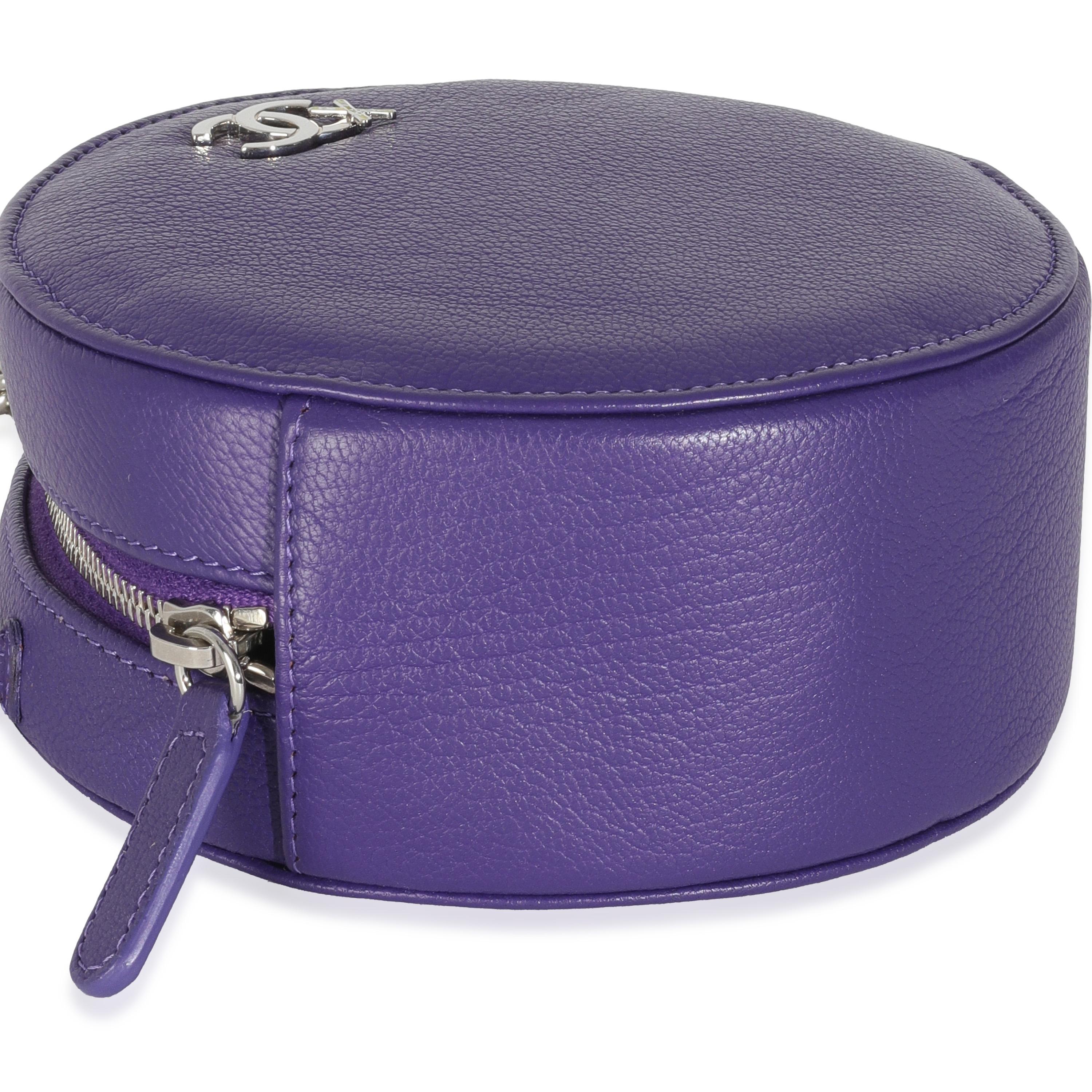 Chanel Purple Calfskin Ski Round Clutch With Chain For Sale 3