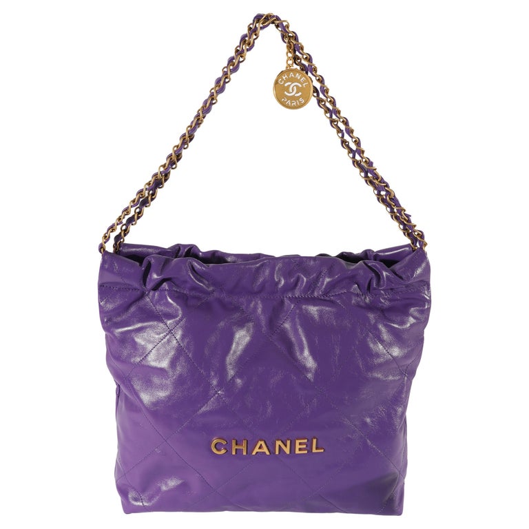 Chanel Purple Calfskin Small 22 Bag For Sale at 1stDibs | chanel 22 mini,  chanel mini 22, chanel 22 bag purple