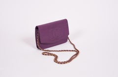 Chanel Purple Caviar Crossbody Wallet on A Chain Bag