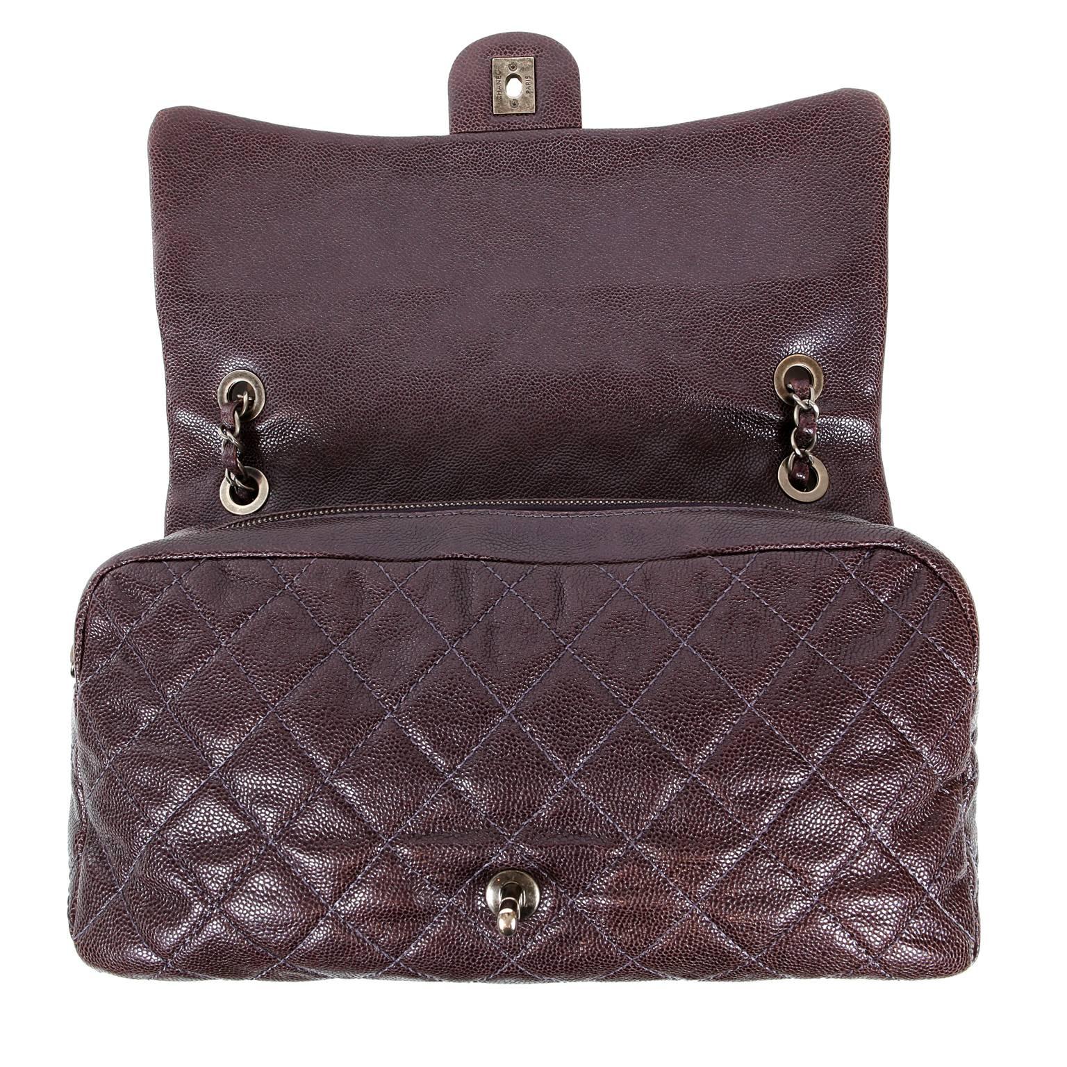 Chanel Purple Caviar Easy Zip Classic Flap Bag- Large 2