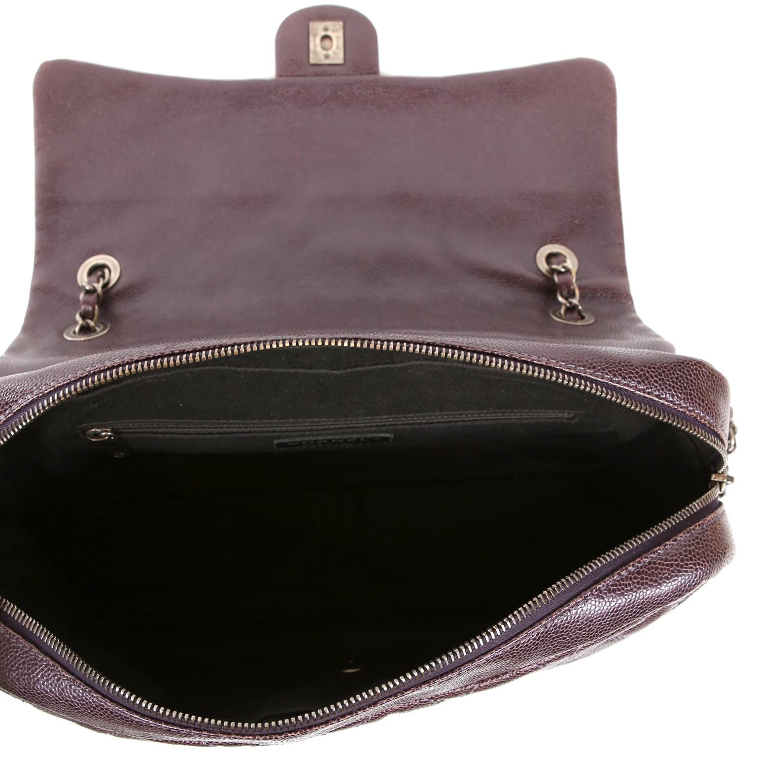 Chanel Purple Caviar Easy Zip Classic Flap Bag- Large 3