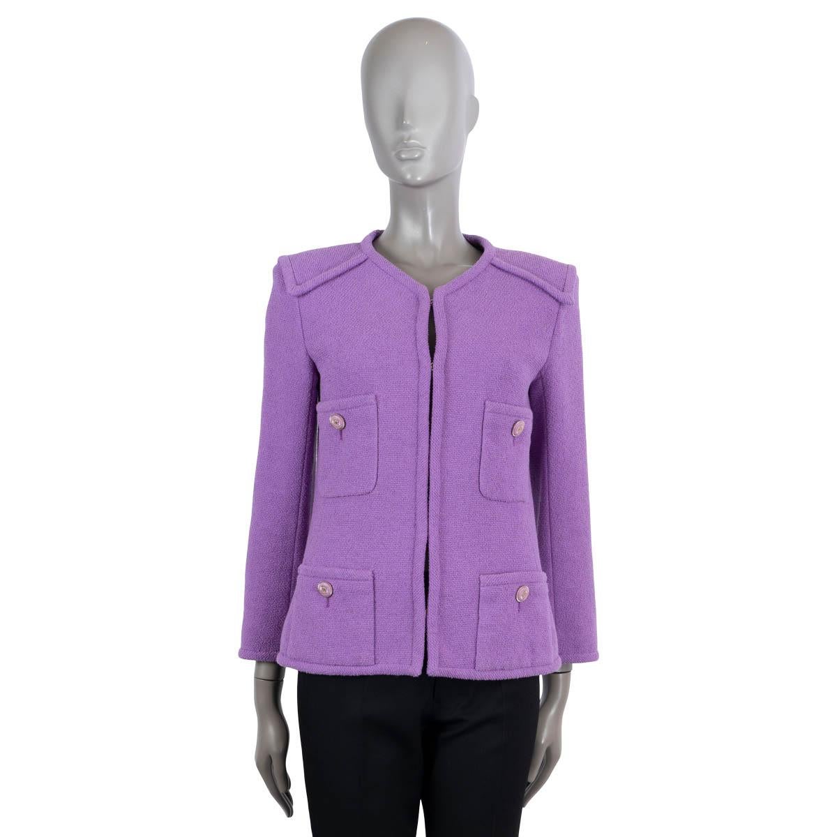 Purple CHANEL purple cotton 2020 20C FOUR POCKET TWEED Jacket 38 S For Sale