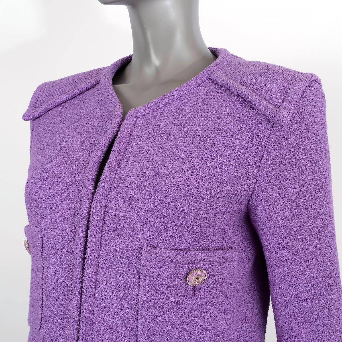 CHANEL purple cotton 2020 20C FOUR POCKET TWEED Jacket 38 S For Sale 2