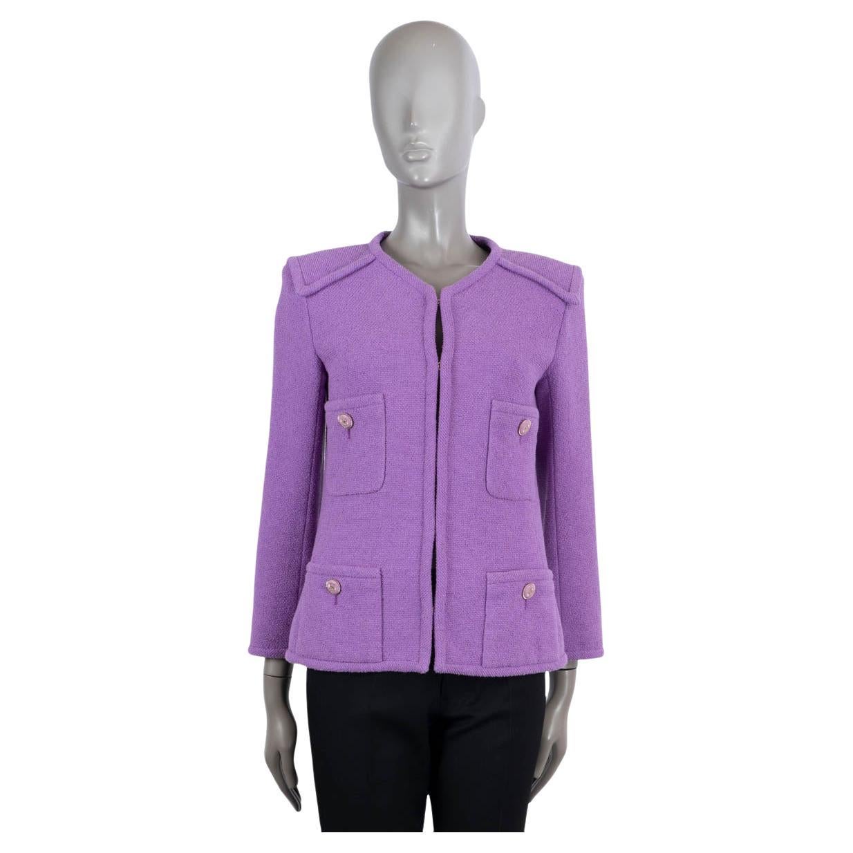 CHANEL purple cotton 2020 20C FOUR POCKET TWEED Jacket 38 S For Sale