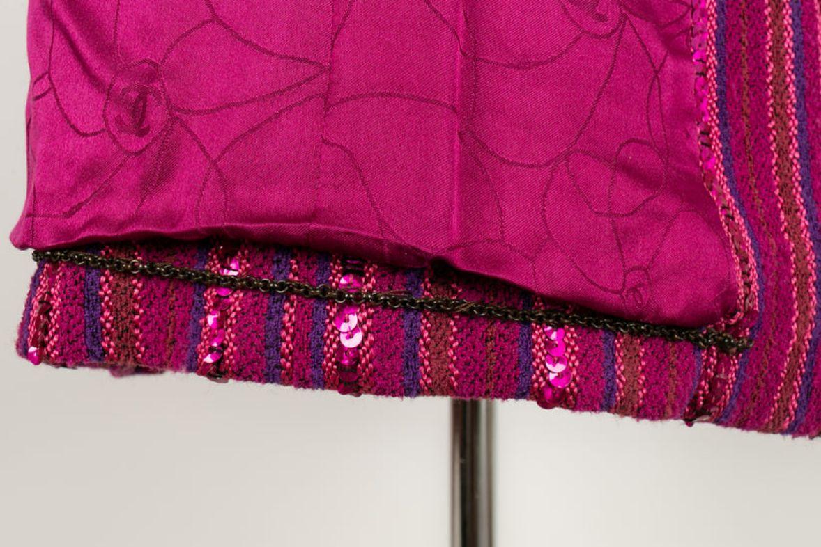Veste Chanel en coton violet cousue avec sequins en vente 2