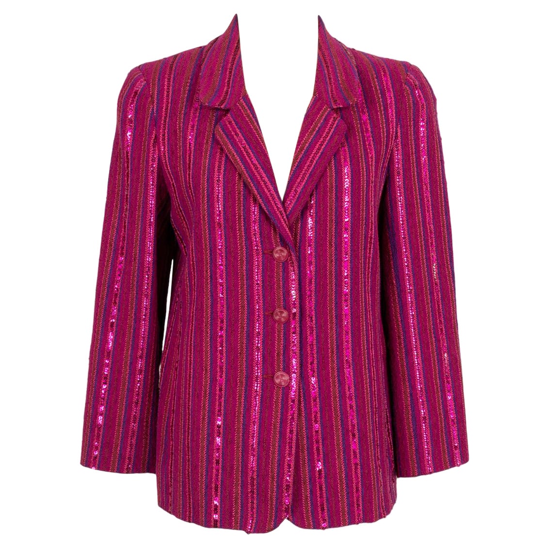 Chanel Purple Cotton Jacket Sewn with Sequins For Sale