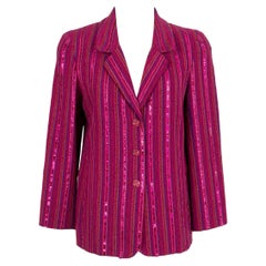 Giacca Chanel in cotone viola cucita con paillettes