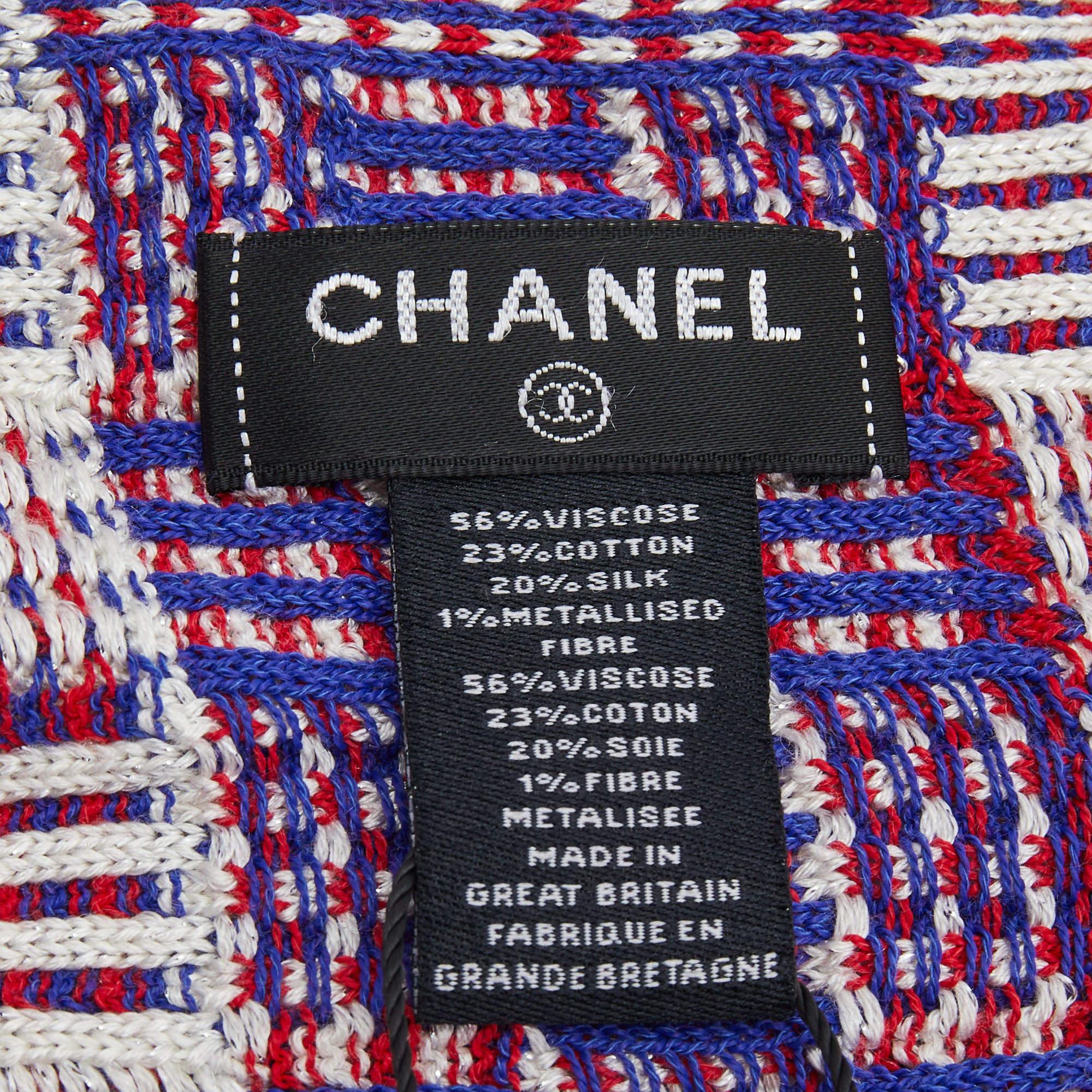 Chanel Lila Baumwolle & Seide gestrickt Tweed Detail Stola-Detail Damen im Angebot