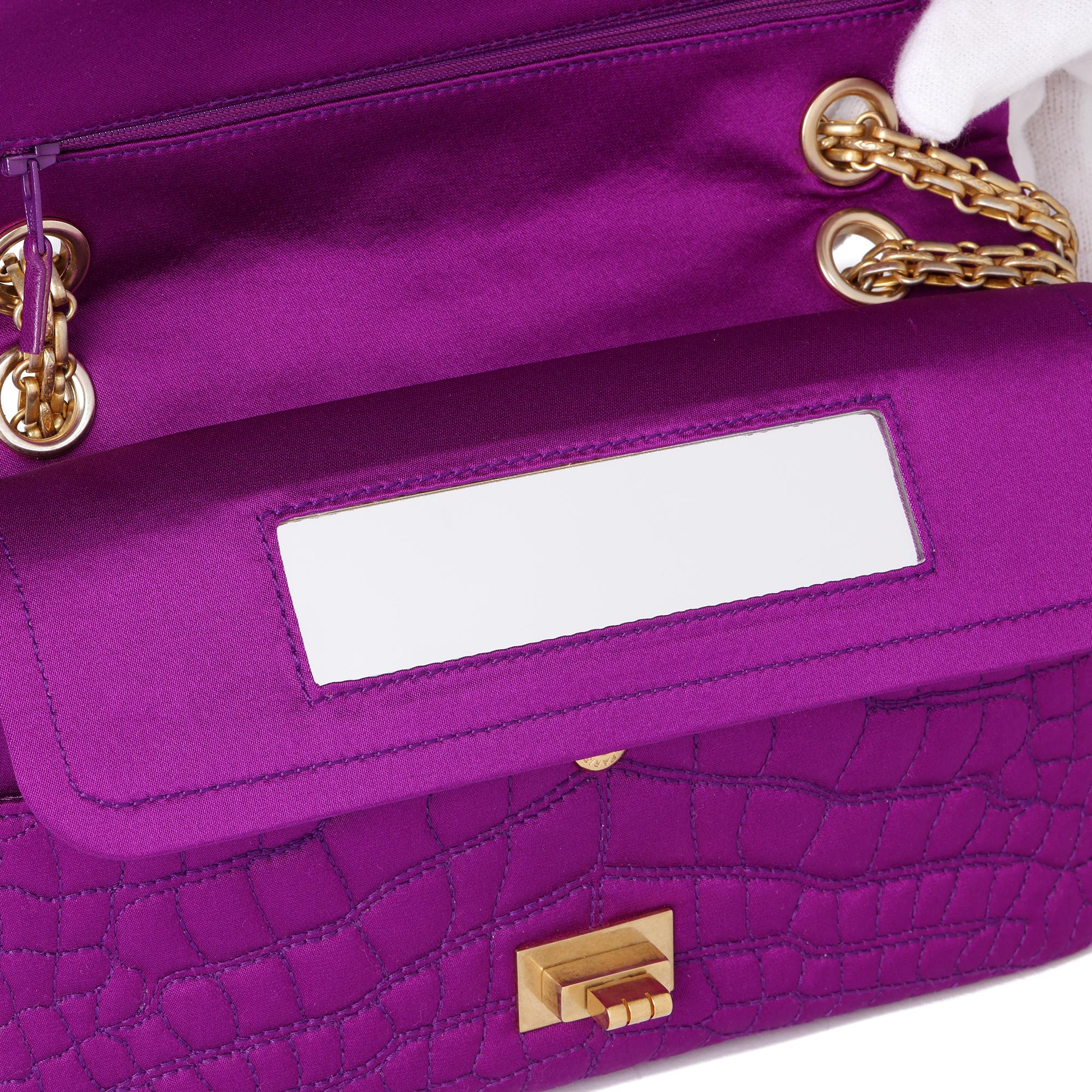CHANEL Purple Crocodile Embroidered Satin 2.55 224 Reissue Double Flap Bag 6