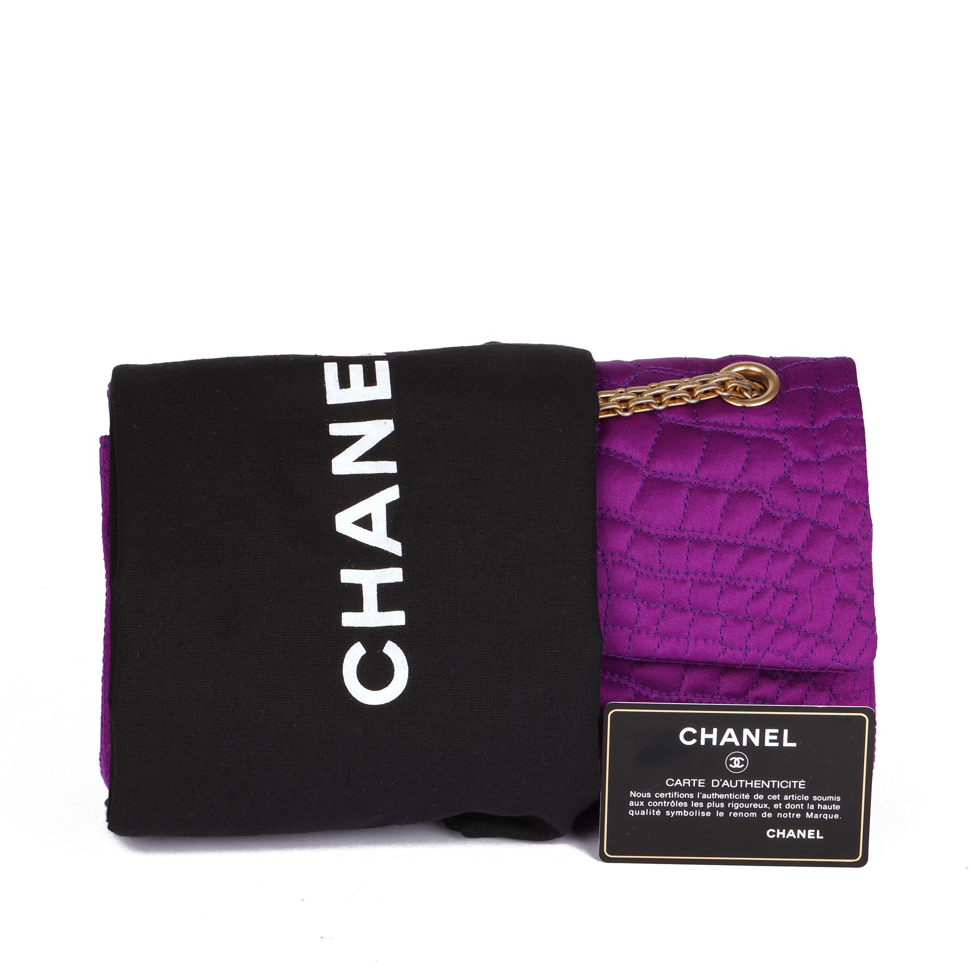 CHANEL Purple Crocodile Embroidered Satin 2.55 224 Reissue Double Flap Bag 8