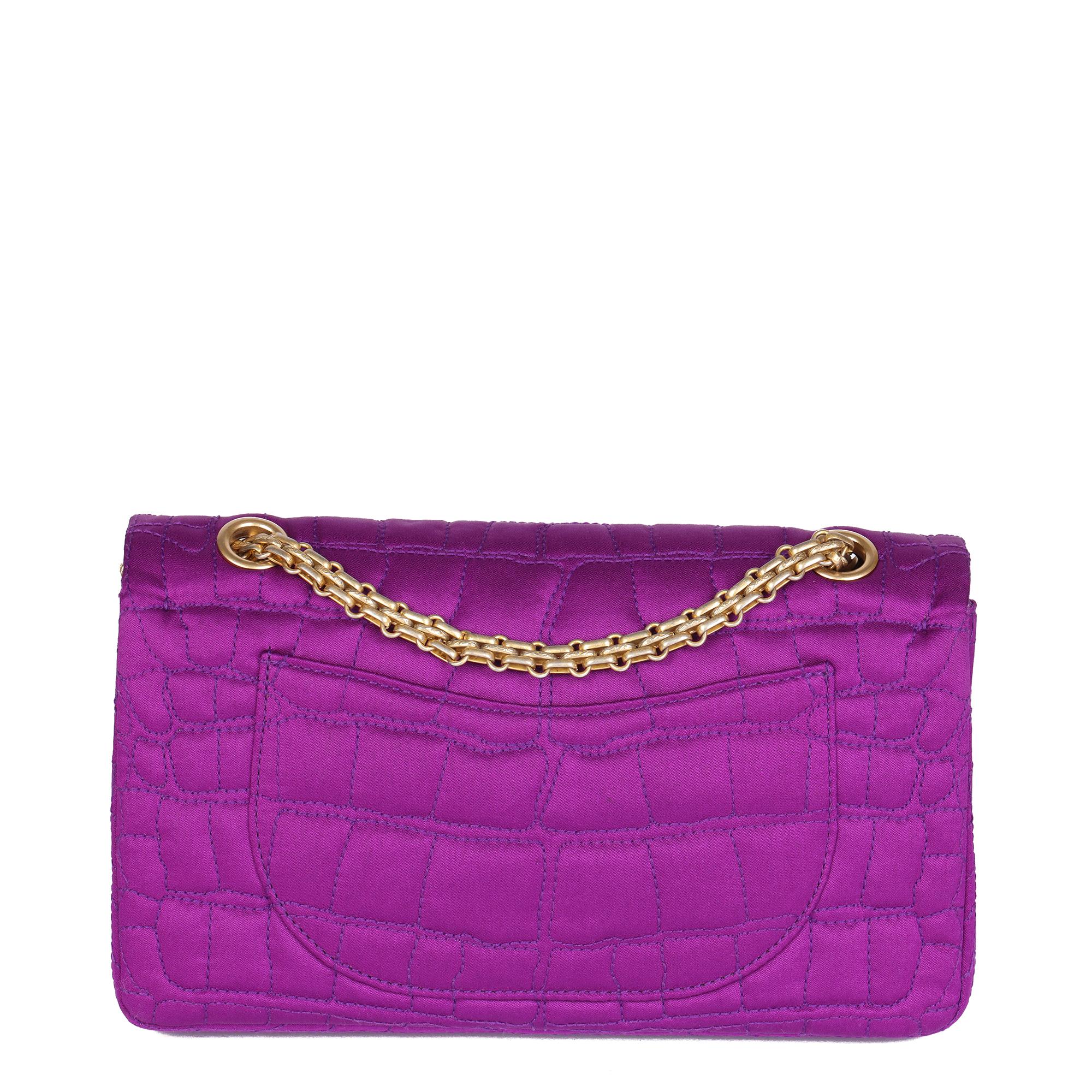 Women's CHANEL Purple Crocodile Embroidered Satin 2.55 224 Reissue Double Flap Bag