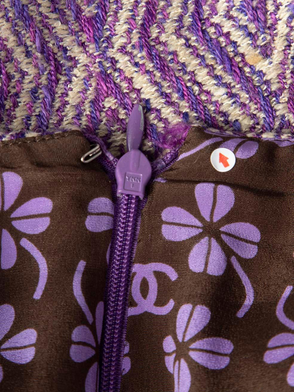 Women's Chanel Purple Diamond Pattern Jacket & Skirt Set Size XL For Sale