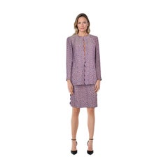 Chanel Purple Diamond Pattern Jacket & Skirt Set Size XL