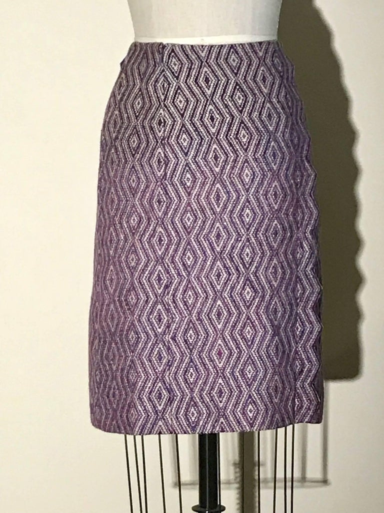 Chanel Purple Diamond Weave Pencil Skirt with Zig Zag Trim, 2001 For ...