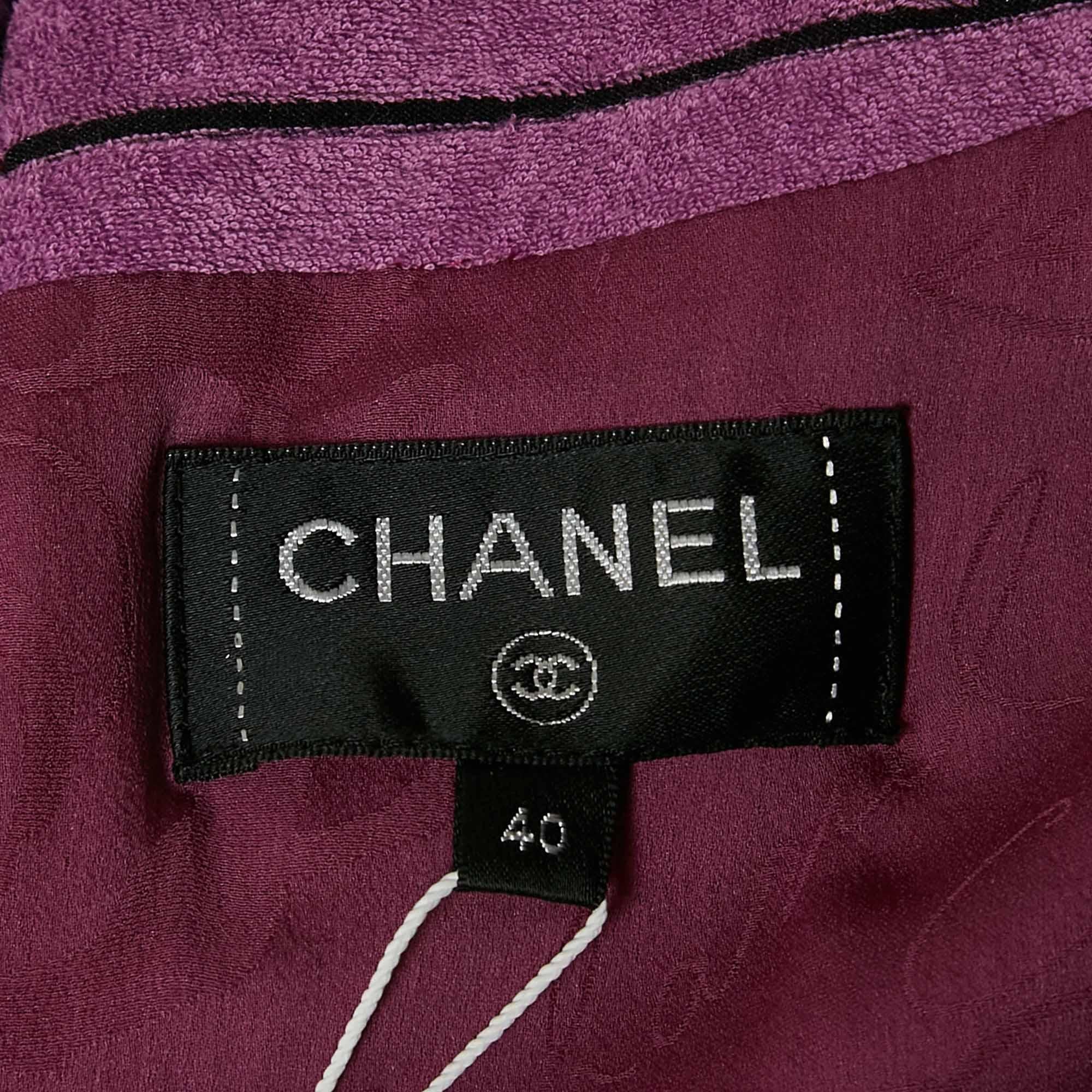Chanel Purple Fantasy Tweed Mini Tunic Dress M In New Condition In Dubai, Al Qouz 2