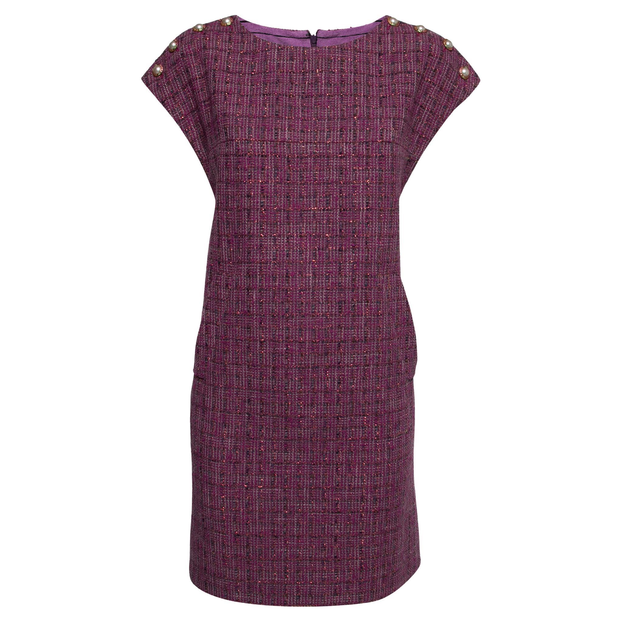 Chanel Purple Fantasy Tweed Sleeveless Short Dress M