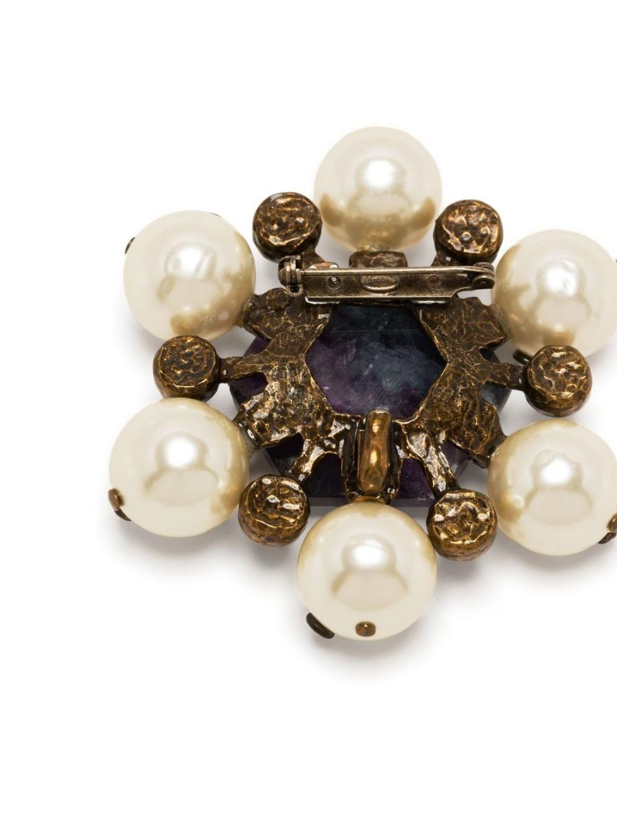 Chanel Purple Fluorite and Pearl Pin Brooch   In Excellent Condition In London, GB
