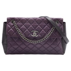 Chanel Purple/Grey Quilted Leather Lady Pearly Flap Shoulder Bag