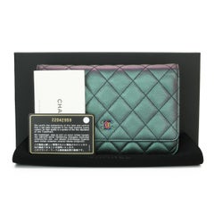 CHANEL Purple Iridescent Goatskin Wallet On Chain with Rainbow Hardware 2016