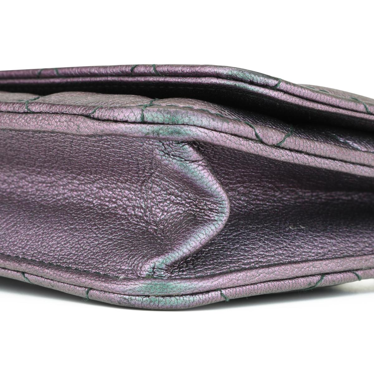 CHANEL Purple Iridescent Goatskin Wallet On Chain with Rainbow Hardware 2016 2