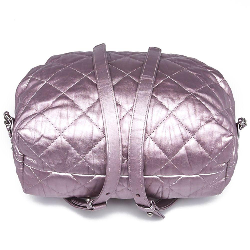 Gray Chanel Purple Iridescent Quilted Ground Control Backpack